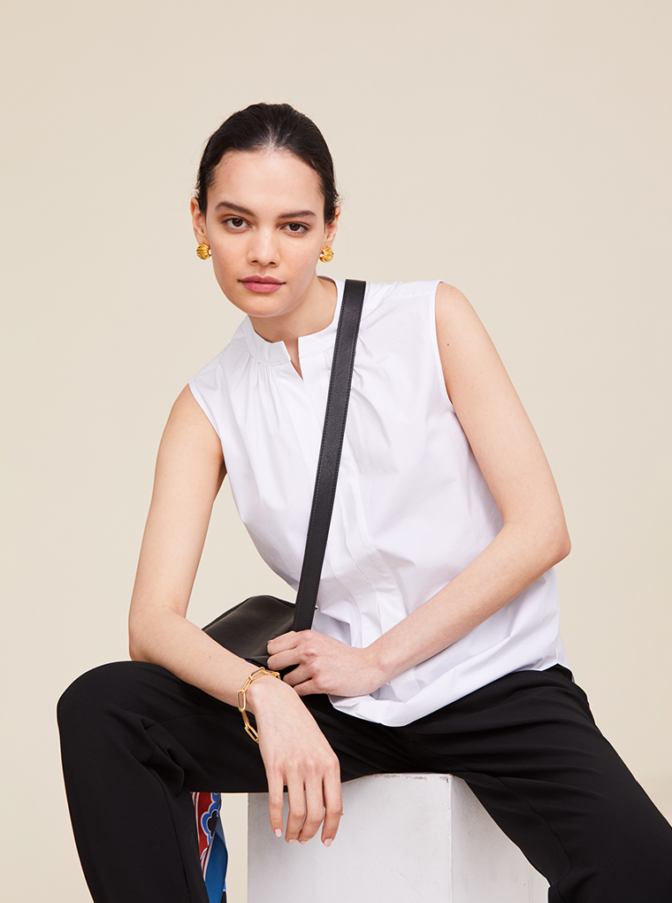 OLYMPIA SLEEVELESS POPLIN BLOUSE WHITE