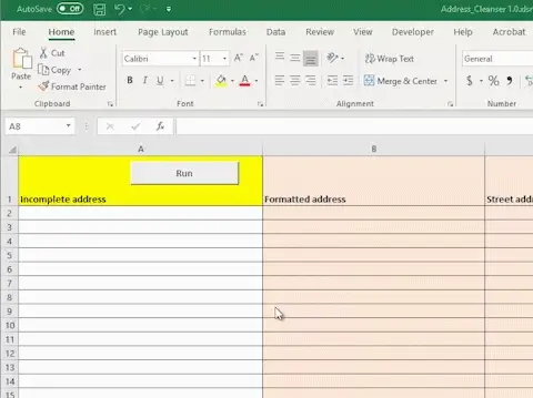 Step 1: Paste HubSpot addresses into Excel
