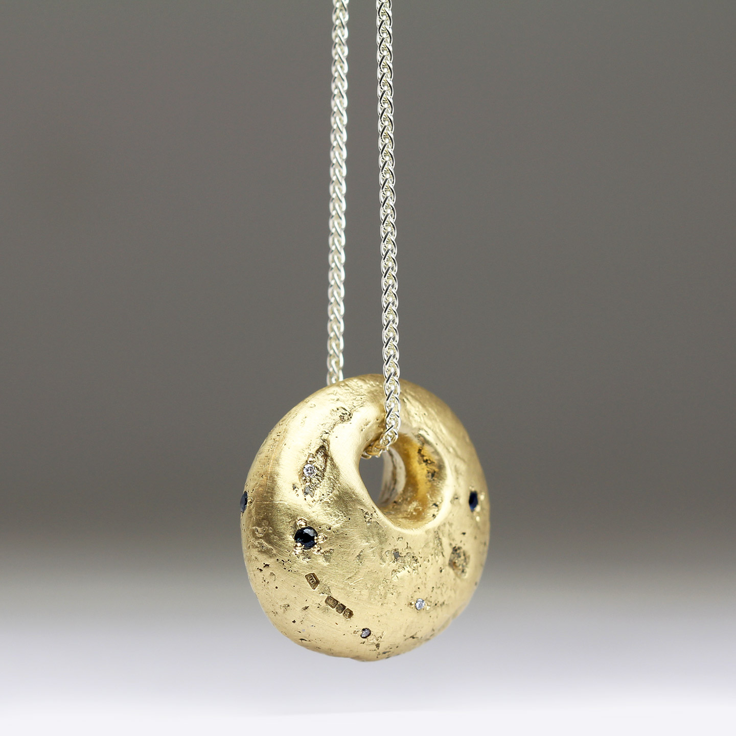 Heirloom Gold Sandcast Drop Pendant with Peridot, Sapphires & Diamonds ...