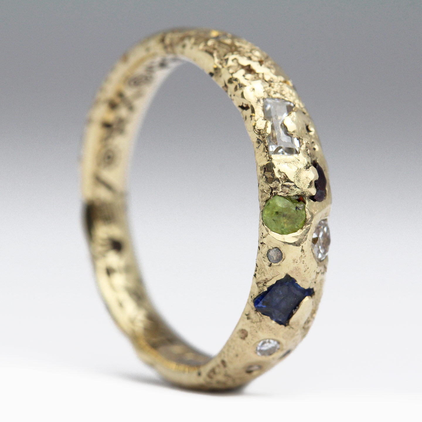 Heirloom Gold Sandcast Ring with Ancestral Engravings & Organically Se ...
