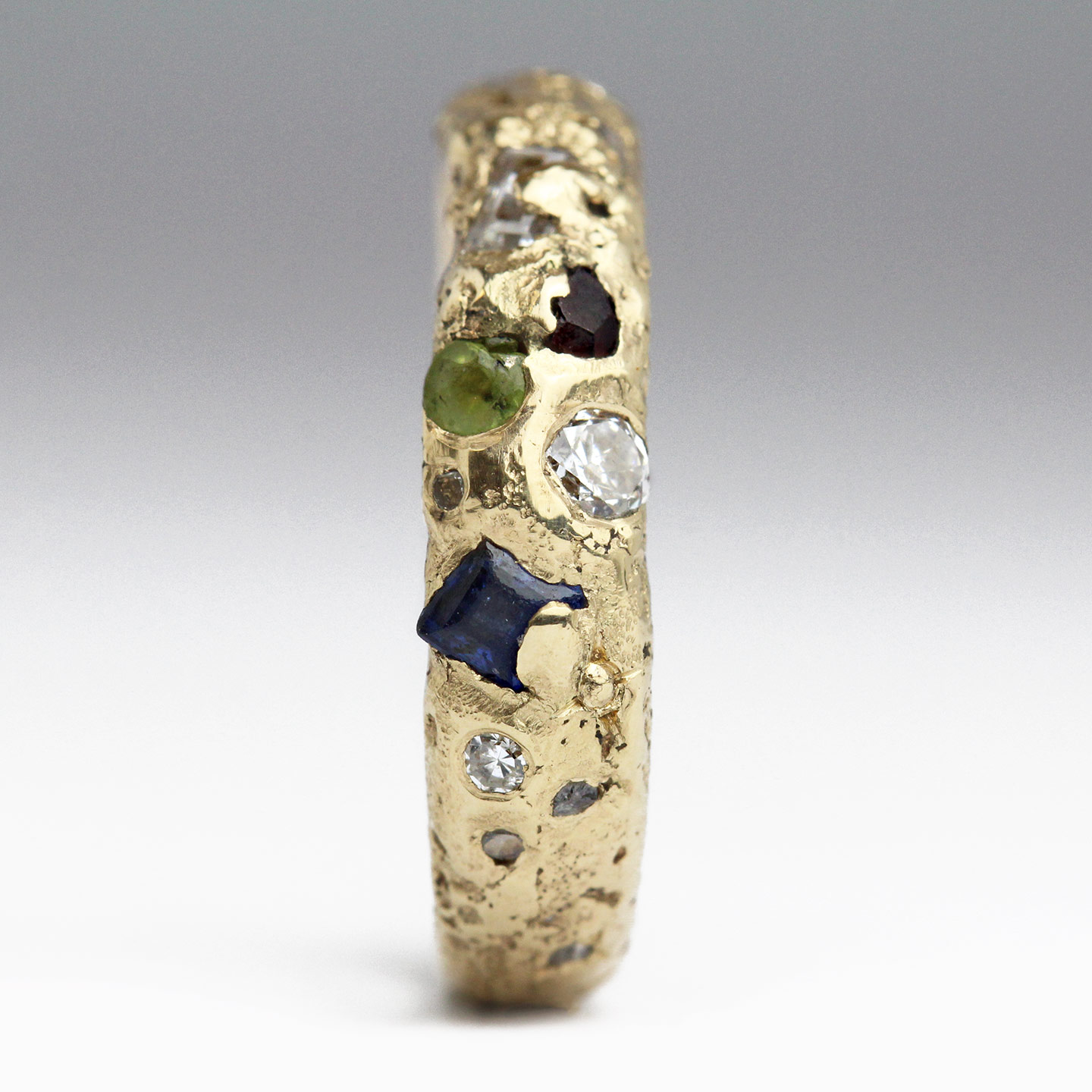 Heirloom Gold Sandcast Ring with Ancestral Engravings & Organically Se ...