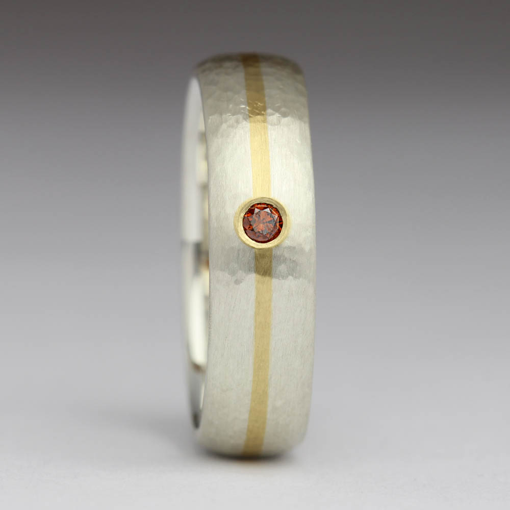 R9 6mm, Silver and 18ct Yellow Gold Inlay with Cognac Diamond – Justin ...