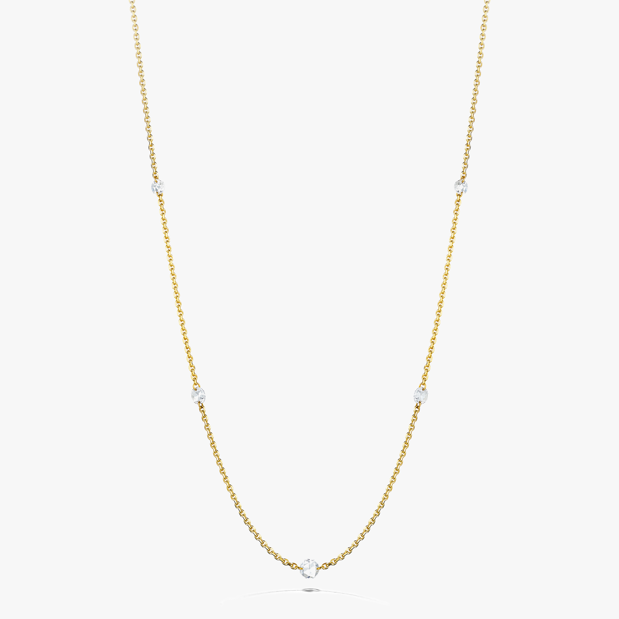 Rosette-Rose-Cut-Diamond-5-Station-Necklace_18k Yellow Gold