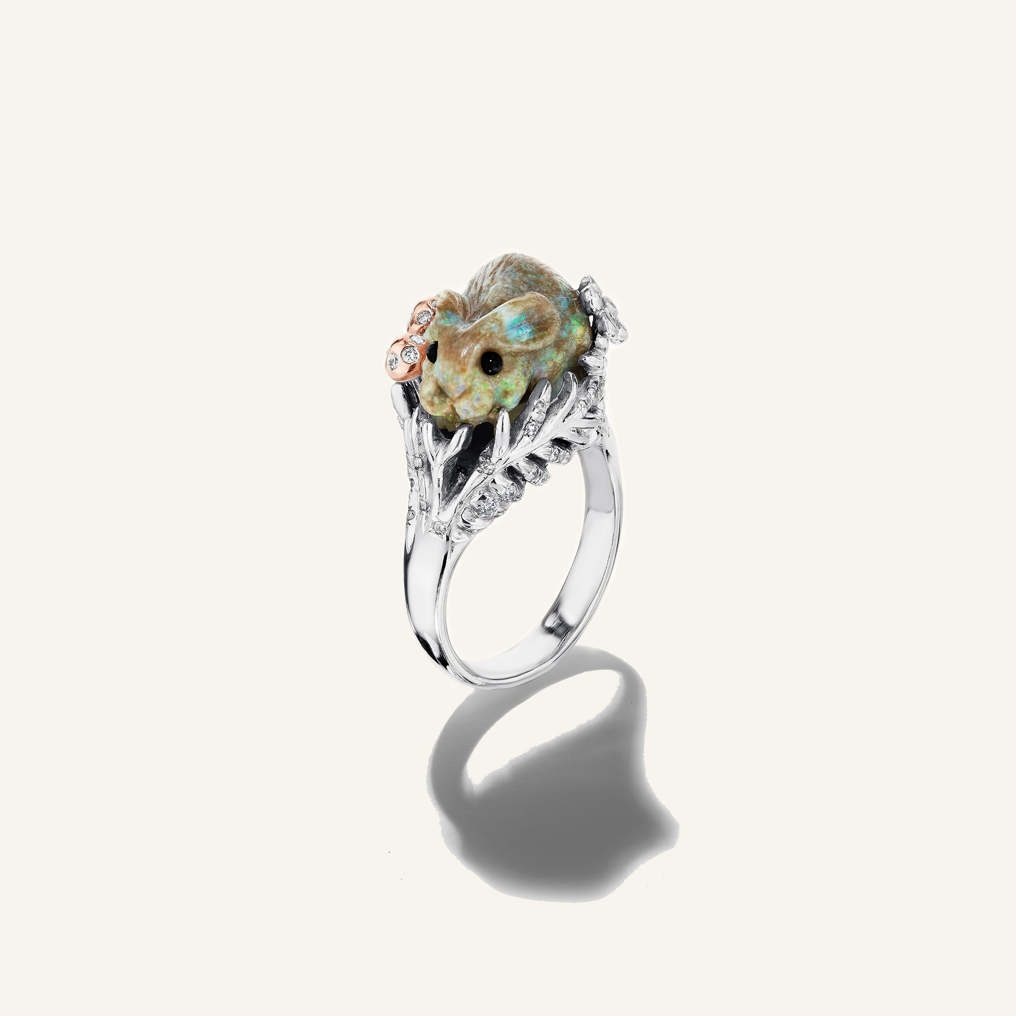 Wonderland-Gray-Opal-Bunny-Ring_18k White/Rose Gold