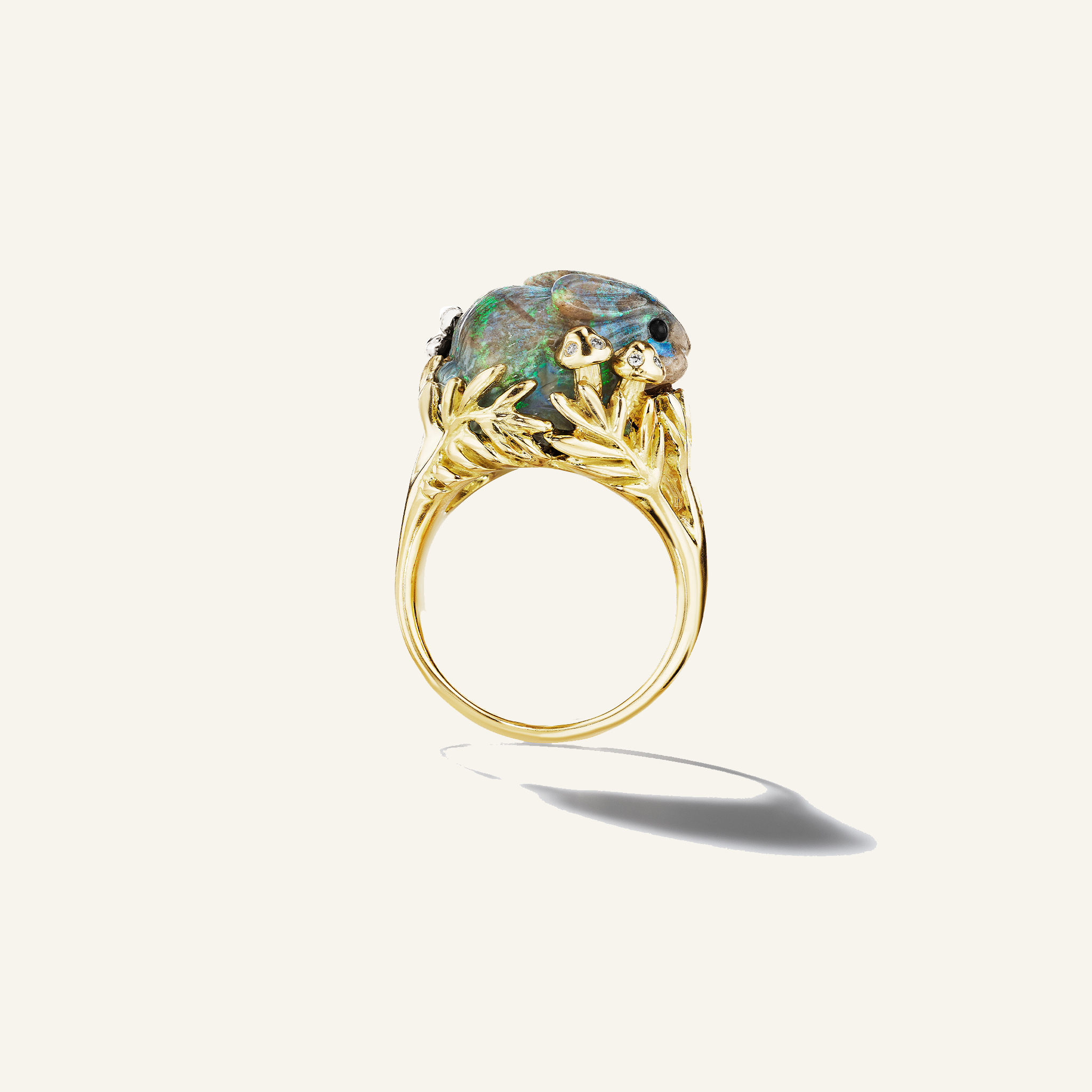 Wonderland-Green-Andamooka-Opal-Bunny-Ring_18k Yellow/White Gold