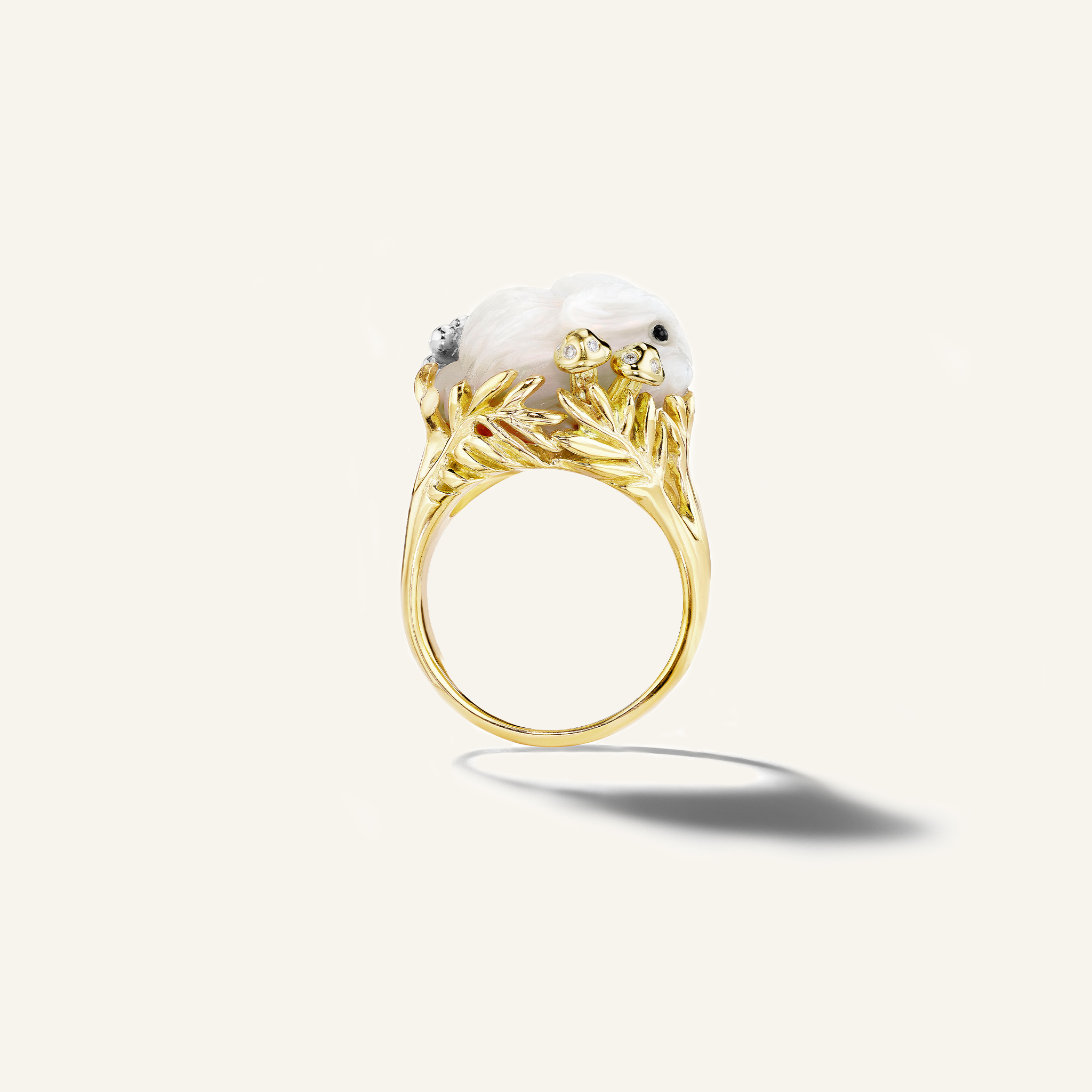 Wonderland-Light-Opal-Bunny-Ring_18k Yellow/White Gold