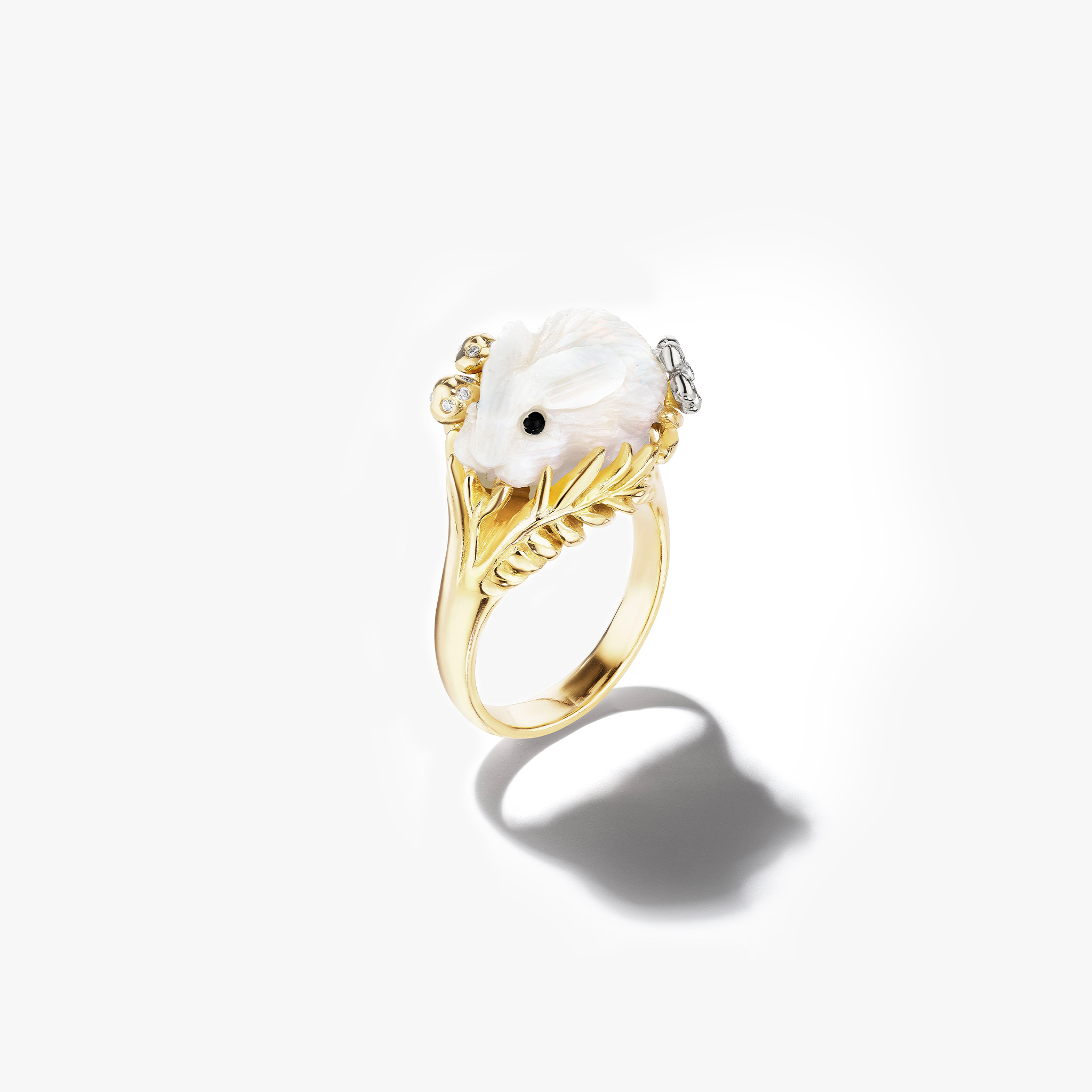 Wonderland-Light-Opal-Bunny-Ring_18k Yellow/White Gold