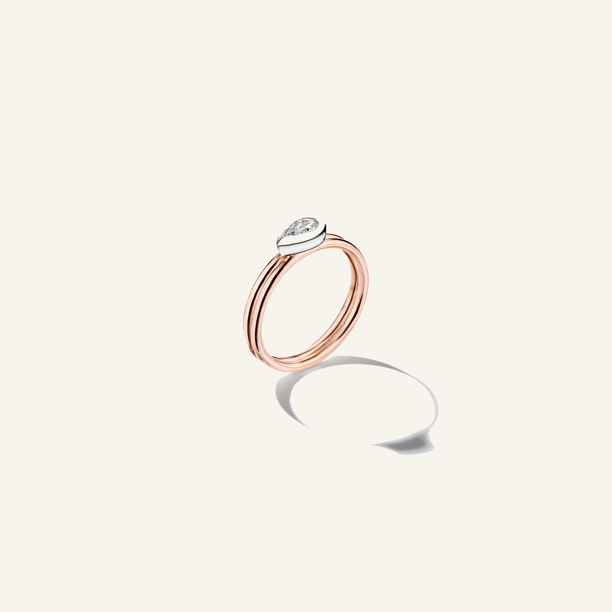 Pear-Shaped-Bezel-Set-Diamond-Ring_18k Rose Gold