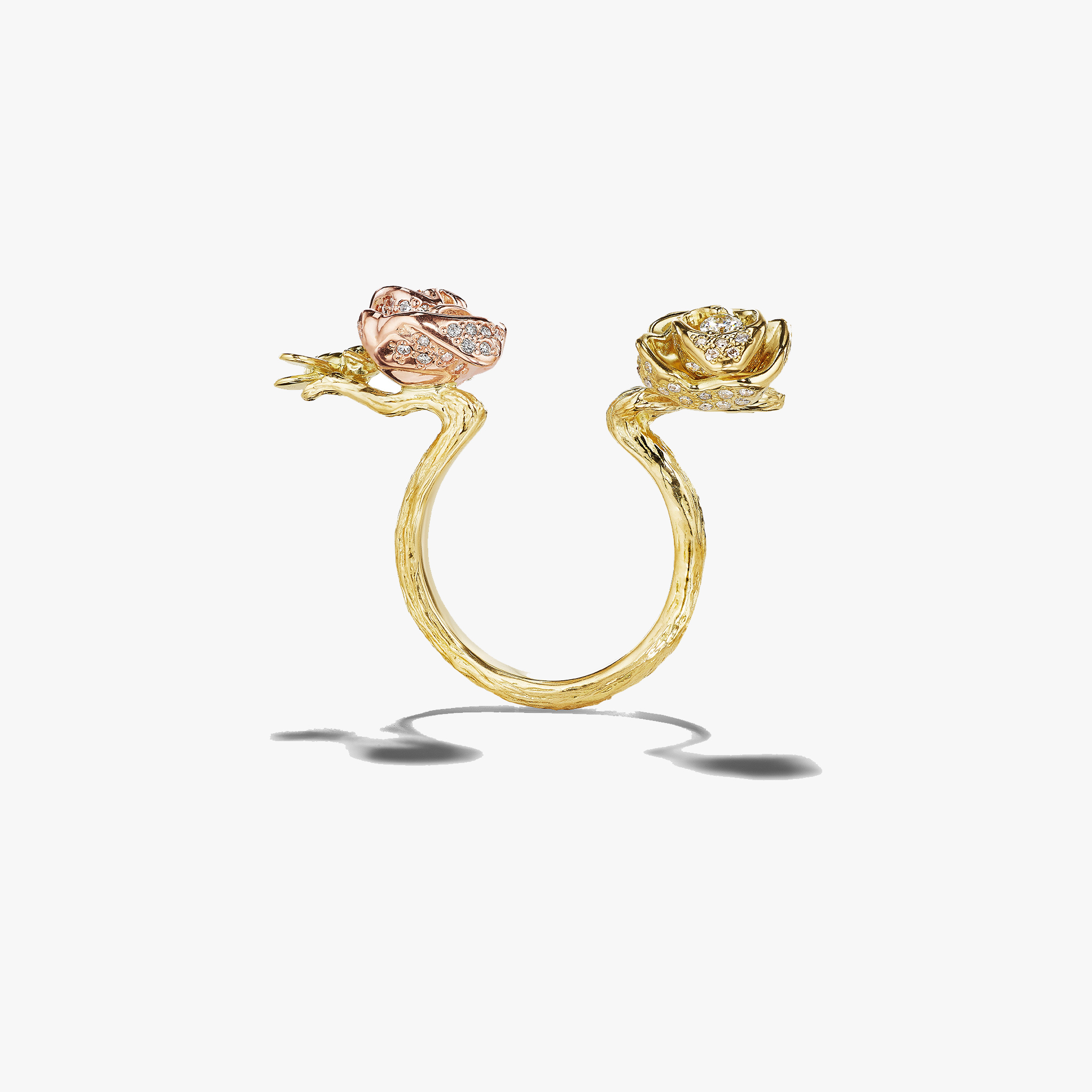 Wonderland-Bee-and-Rose-In-Between-Ring_18k Yellow/Rose Gold