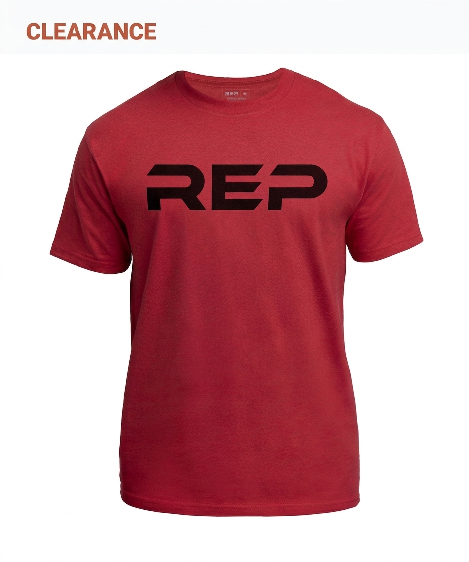 Clearance: Men's Bulk Up Heavyweight Crew T-Shirt - Red/Black / Small