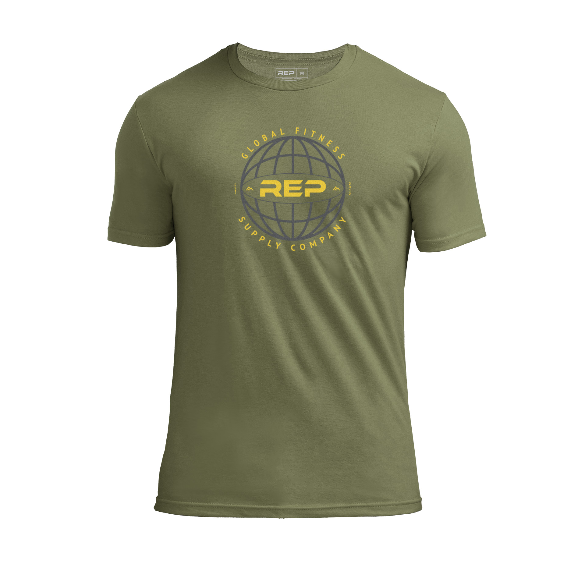 Clearance: Worldwide Tri-Blend Crew T-Shirt - Heather Olive/Gray / Small