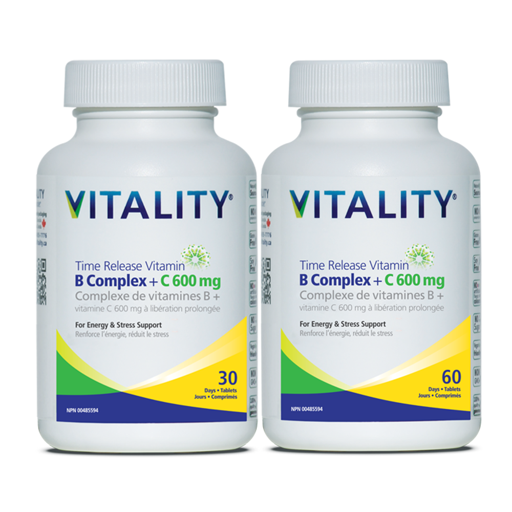 Vitality Time Release Vitamin B Complex + Vitamin C 600 mg Vegan